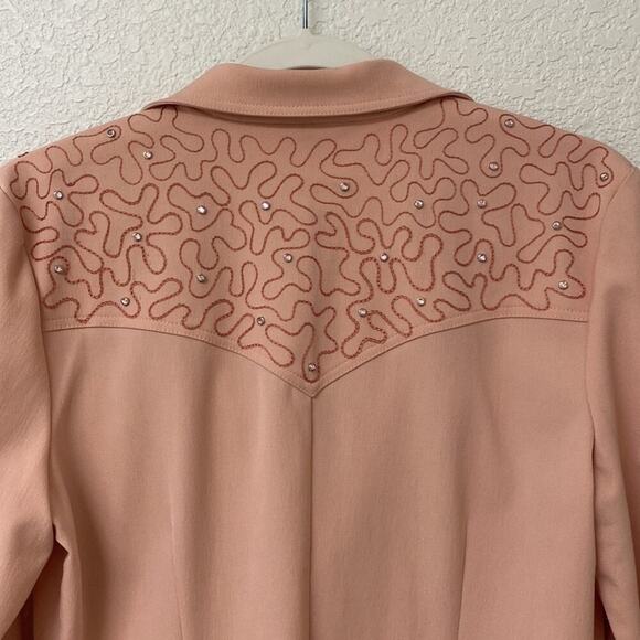 Vintage **Rare** Sage West Western Snap Pearl Button Long Sleeve Top - Picture 7 of 16